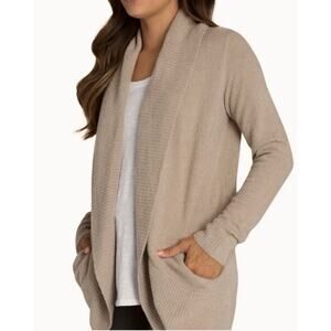 NWT BAREFOOT DREAMS CozyChic Lite Circle Cardi Women’s M Taupe Sweater Lounge